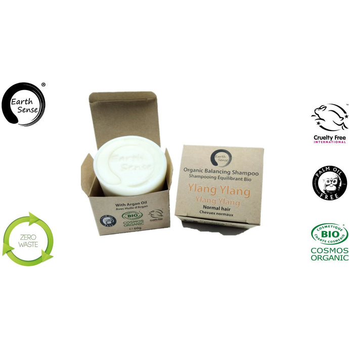 Earth Sense Organics - Organic Balancing Solid Shampoo - Ylang Ylang - Normal & all Hair Types 60g